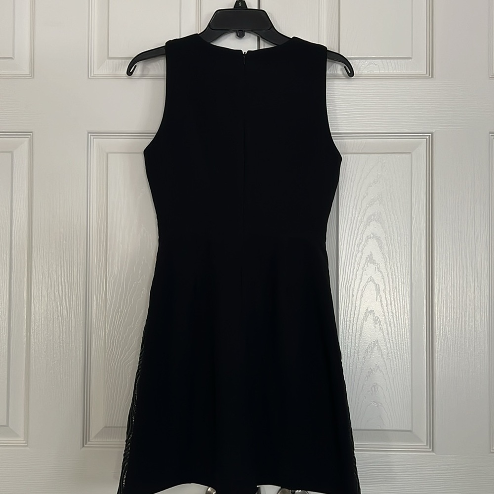 Vintage Color block Black And White 2 Tone Contrast Embroidery Accent Dress XS - Picture 3 of 15